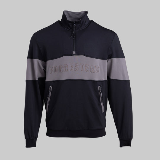 French Terry Quarter Zip - Jet Black/Brushed Nickel