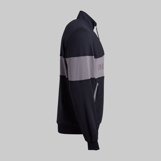 French Terry Quarter Zip - Jet Black/Brushed Nickel